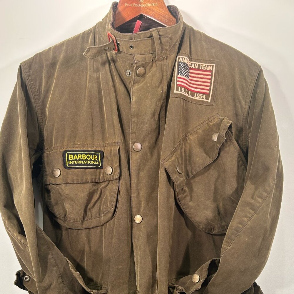 Barbour International Steve McQueen motorcycle jacket, a waxed cotton jacket tha
